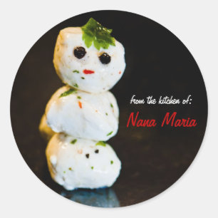 Redonda Mozzarella Ball Personalizado de Snowman Pegatina