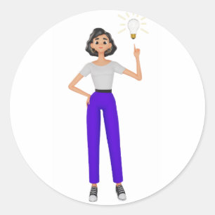 Redonda Mujer 3D Gran Idea Bombilla Pegatina Creativa