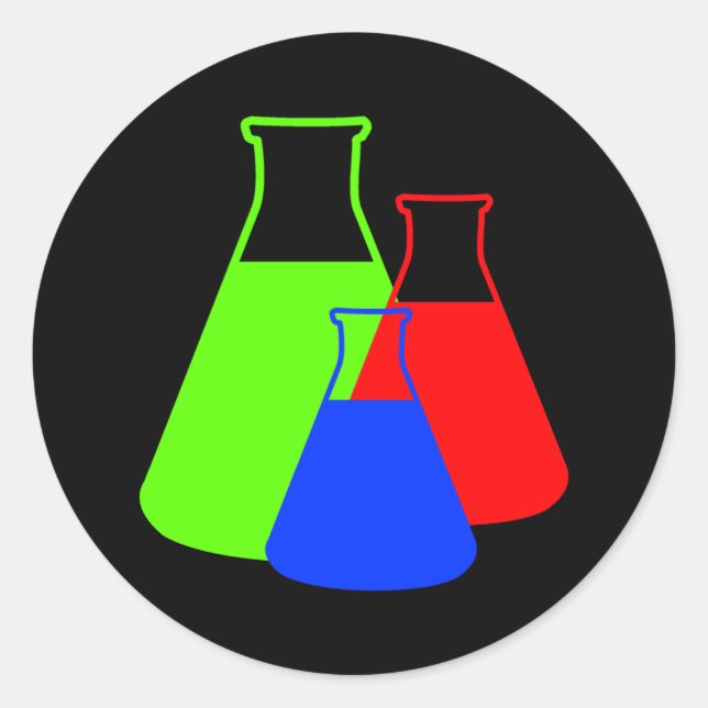 Redonda Multicolor Erlenmeyer Pegatina (Anverso)