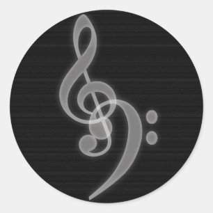 Redonda Música - Treble and Bass Clef - Pegatina redondo