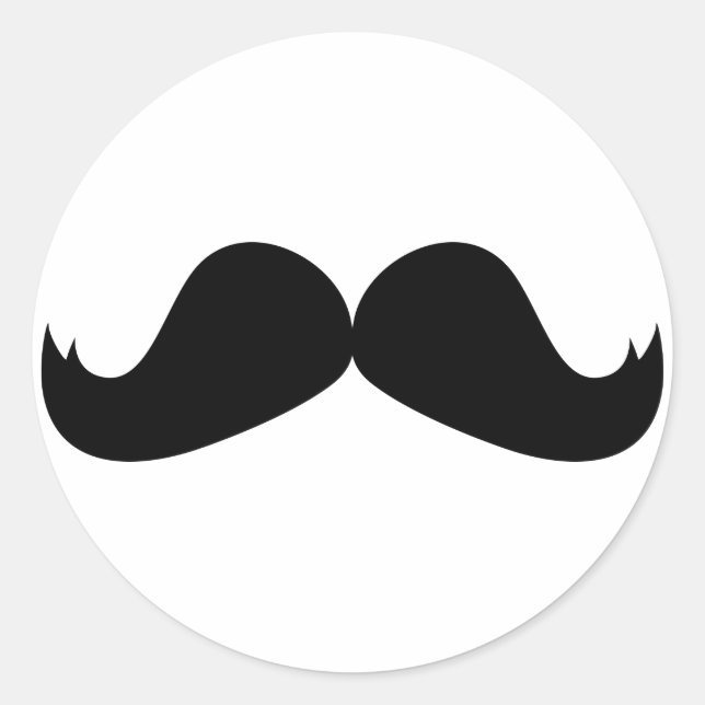 Redonda Mustache Pegatina (Anverso)