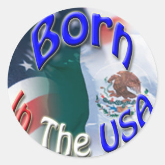 Redonda Nacido en Estados Unidos Pegatina con bandera de M