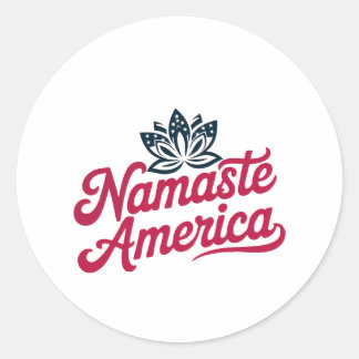 Redonda Namaste America Lotus Patriotic Pegatina