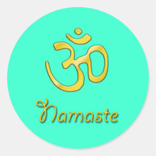 Redonda Namaste con un pegatina verde azul