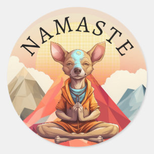 Redonda Namaste Yoga Dog Pegatina