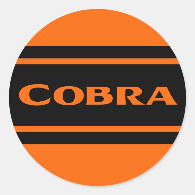 Redonda Naranja Black Race Stripes Cobra Pegatina (Anverso)
