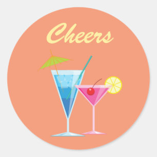 Redonda Naranja Boda Summer Cheers Pegatina
