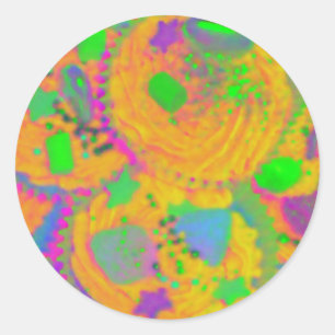 Redonda Naranja Cupcakes pegatina