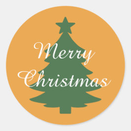 Redonda Naranja Dorado tradicional Feliz Pegatina navideño