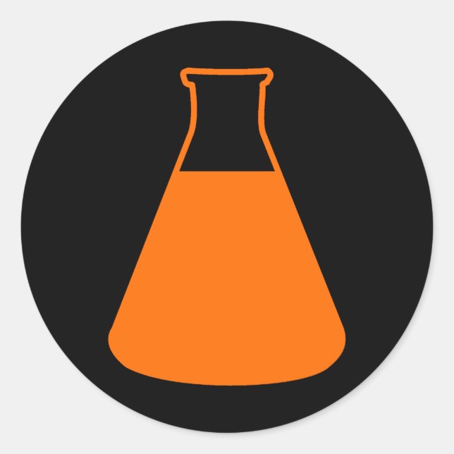 Redonda Naranja Erlenmeyer Flask Pegatina (Anverso)
