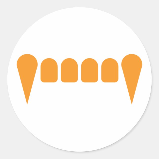 Redonda Naranja Fangs Pegatina (Anverso)