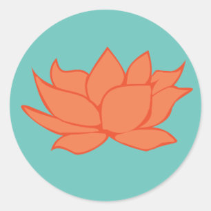 Redonda Naranja Lotus Flower Pegatina