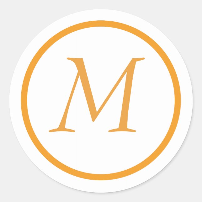 Redonda Naranja Monogrammed Pegatina (Anverso)