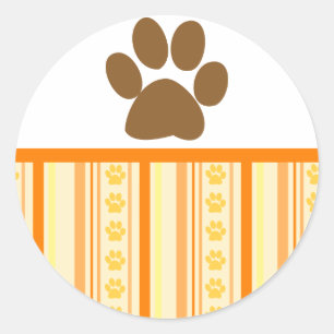 Redonda Naranja Paw Imprimir Pegatina de papel tapiz