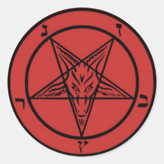 Redonda naranja pegatina Baphomet