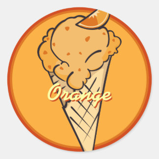 Redonda Naranja Pegatina de Icecream
