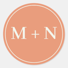 Redonda Naranja personalizado Pegatina inicial con Monogra