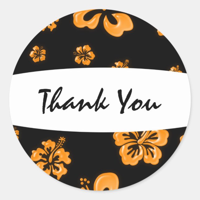 Redonda Naranja y elegante Pegatina floral de Hibiscus (Anverso)