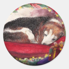 Redonda Navidades Beagle Sleepy Personalizado PEGATINA