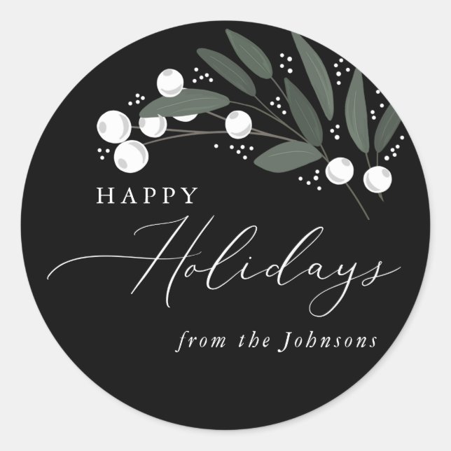 Redonda Navidades Berries Pegatina (Anverso)