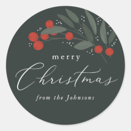 Redonda Navidades Berries Pegatina