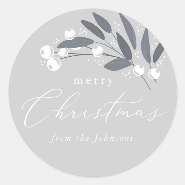 Redonda Navidades Berries Pegatina (Anverso)