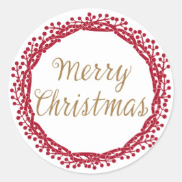 Redonda Navidades berry wreath pegatina