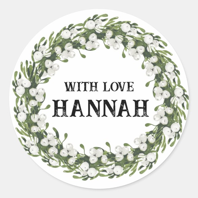 Redonda Navidades blancos personalizados Banderas Pegatina (Anverso)