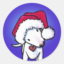 Redonda Navidades Bull Terrier KiniArt Pegatina