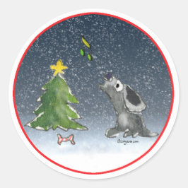 Redonda Navidades Cachorro Personalizado de perro Pegatina