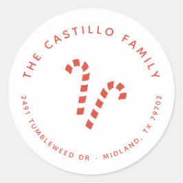 Redonda Navidades Candy Cane Pegatina de dirección de reto