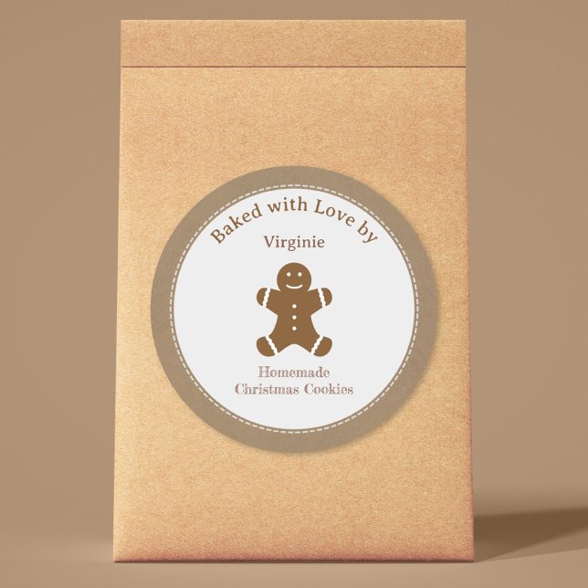 Redonda Navidades caseros cocina a un Pegatina de Gingerbr (Homemade Christmas Cookies Gingerbread Man Sticker)