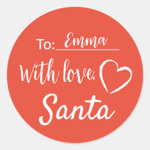 Redonda Navidades Cinnabar Con Amor De Santa Pegatina