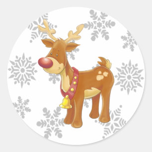 Redonda Navidades cortos renos con Pegatina de copas de ni