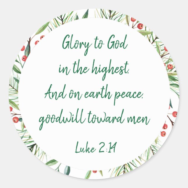 Redonda Navidades cristianos Escritura Pegatina de guiones (Anverso)
