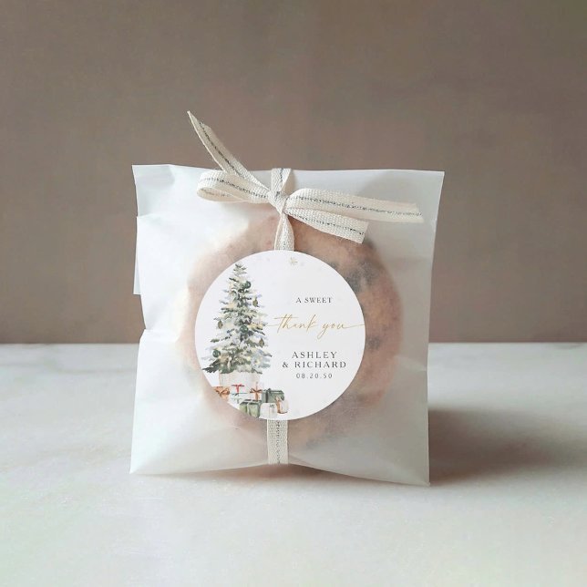 Redonda Navidades de árbol de pino Boda Pegatina redondo c (Subido por el creador)