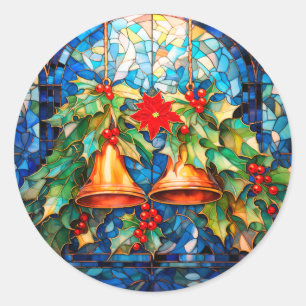 Redonda Navidades de aspecto de vidrio templado Pegatina r