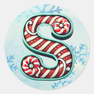 Redonda Navidades de Candy Cane Pegatina "S", franjas fest