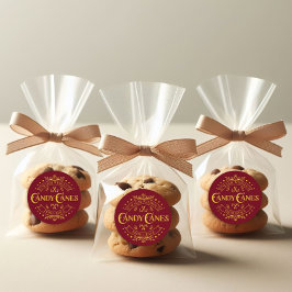 Redonda navidades de "Candy Canes" Pegatina Rojo