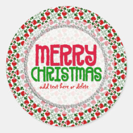 Redonda Navidades de corazones de amor rojo Pegatina de la