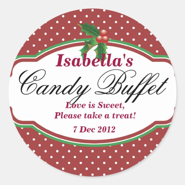 Redonda Navidades de Dotty Candy Buffet Pegatina (Anverso)