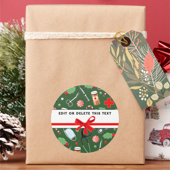 Redonda Navidades de enfermería Pegatina de Holiday Square (Vacaciones)