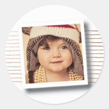 Navidades de franjas de bronce Pegatina de fotogra