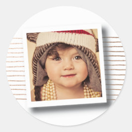 Redonda Navidades de franjas de bronce Pegatina de fotogra