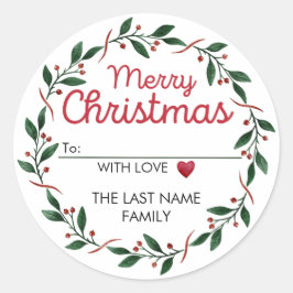 Redonda Navidades de guirnalda simples Pegatina y corazón