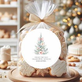 Redonda Navidades de invierno rosados Chica Pegatina Baby 