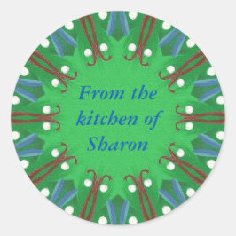 Redonda Navidades de la cocina de un Pegatina personalizad