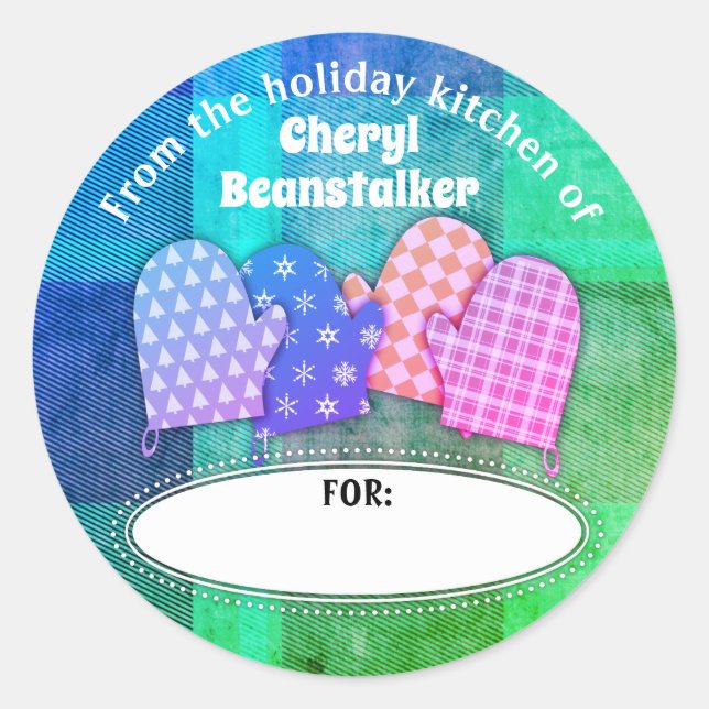 Redonda Navidades de la cocina del pegatina (Anverso)