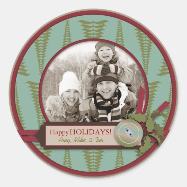Redonda Navidades de moda Pegatina fotográfico 2 (Anverso)