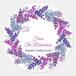 Redonda Navidades de nombre de guirnalda morado Pegatina d